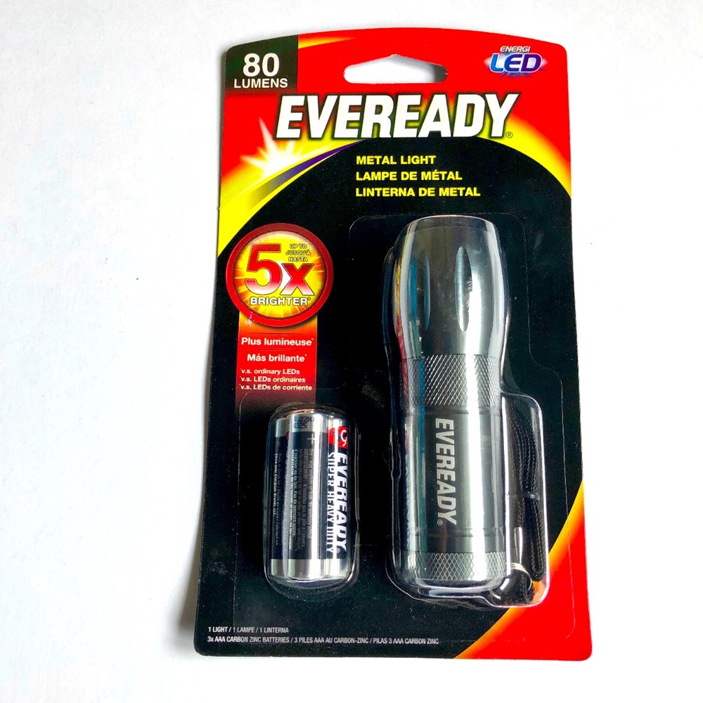 3/$15 NEW EVEREADY Metal Light LED Compact Flashlight 3 AAA Batteries Included
